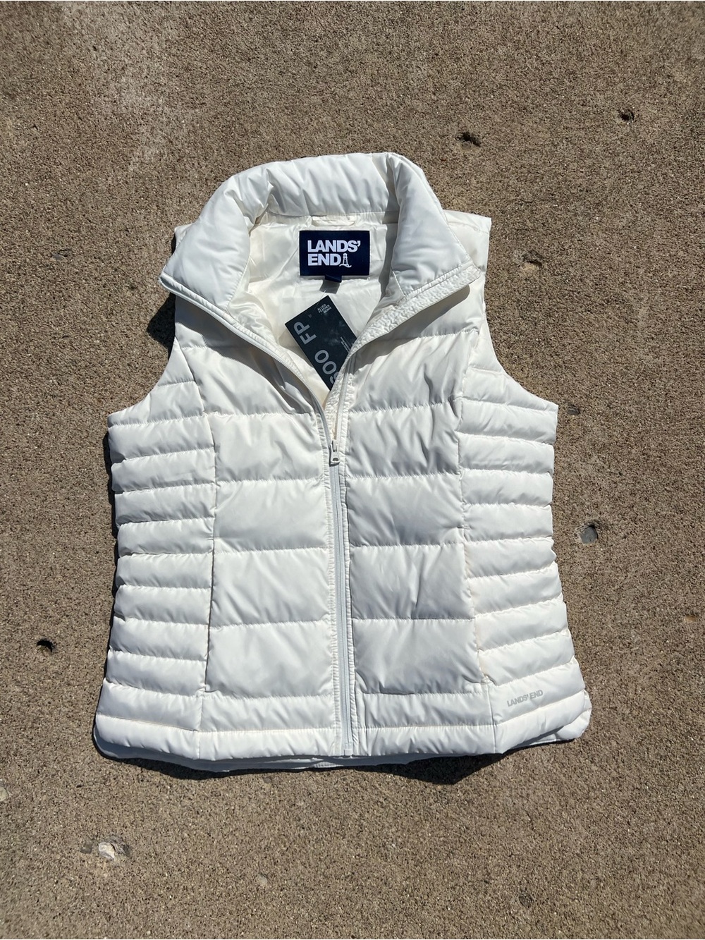 Lands' End Women's White Quilted Packable Down-Blend Vest